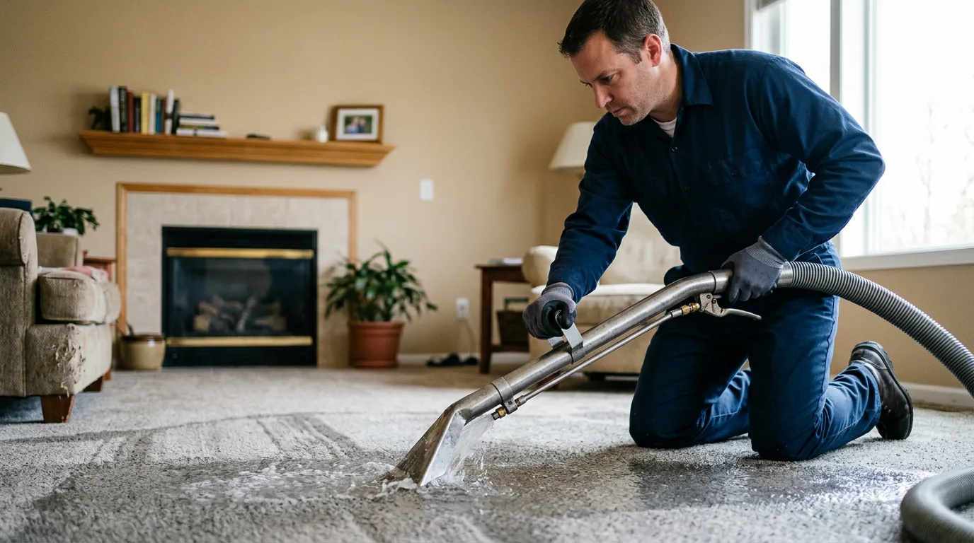 Water damage restoration technician working near Madera, PA